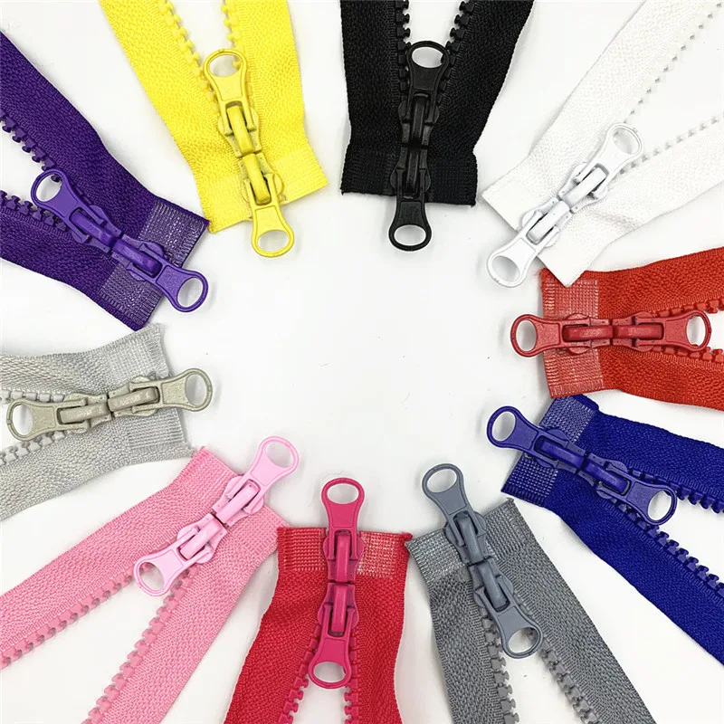 

10pcs 80cm 90cm 5# Double Zipper Sliders Plastic Resin Colorful Zipper for Clothes Bag Sewing Supplies Separating Zipper