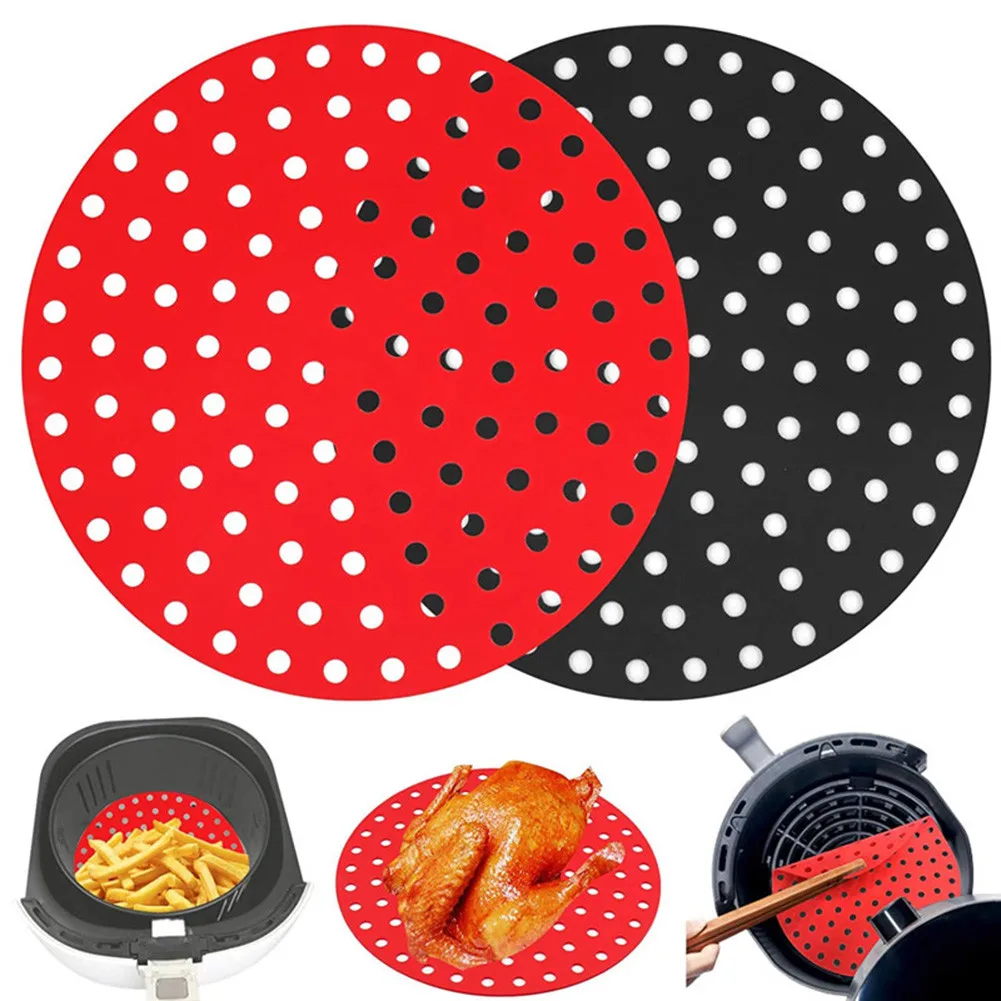 

Reusable Air Fryer Liners Non-Stick Silicone Basket Mats For Cosori NuWave Dash Cooking Kitchen Tool Fast Shipping