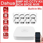 Комплект видеонаблюдения Dahua, 8-канальный сетевой видеорегистратор с питанием по Ethernet, сетевой видеорегистратор с питанием по 4 каналам, HD, 6 МП, рандомная работа, приложение для обнаружения движения, P2P, со встроенным микрофоном