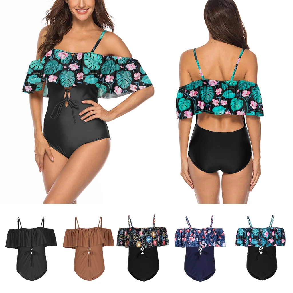 Женский купальник монокини большого размера Цельный пляжный купальный костюм с