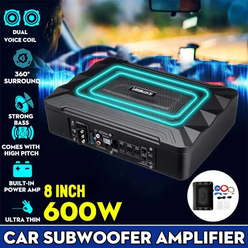 $60.27 800W/600W 8/10 Inch Car Seat Amplifier Subwoofer Car Audio Slim Under Seat Active Subwoofer Bass Speaker Car Subwoofers Woofer