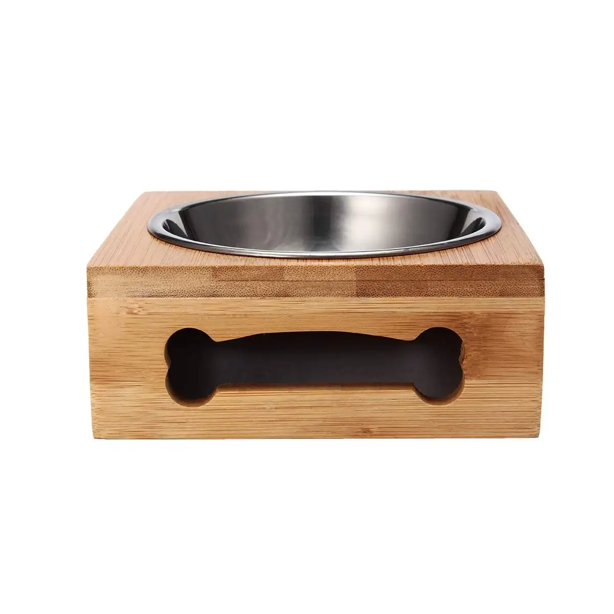 

Double Single Dog Bowls Stainless Steel Bamboo Rack for Pet Puppy Food Water Bowl Feeder Pet Cats Feeding Dishes Dog Drink Bowl