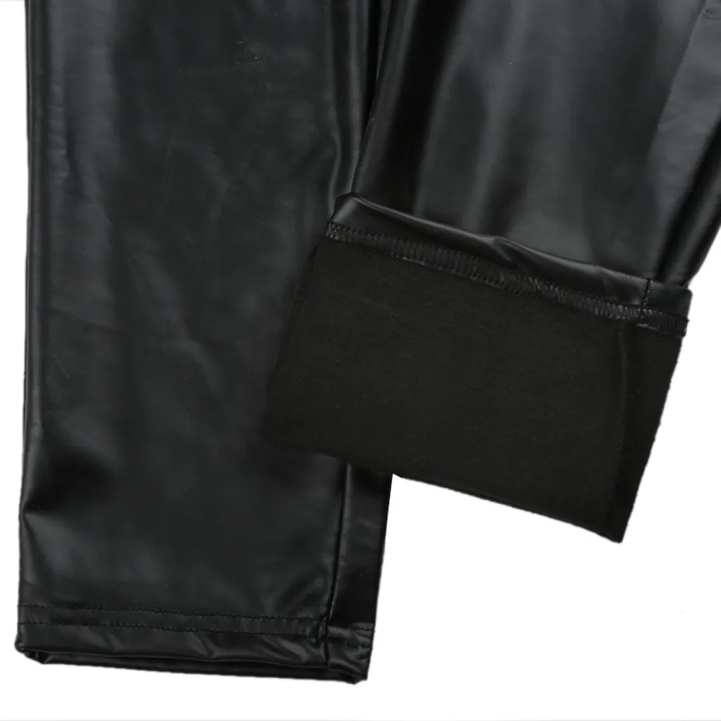 

Women Winter Solid Faux Leather Pants Warm Slim Pencil Pants Sexy High Waist Skinny Trousers Ladies Thick Stretch Leggings