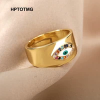 cubic zirconia evil eye rings for women vintage lucky turkish evil eye metal finger ring christmas jewelry anillo femme bague