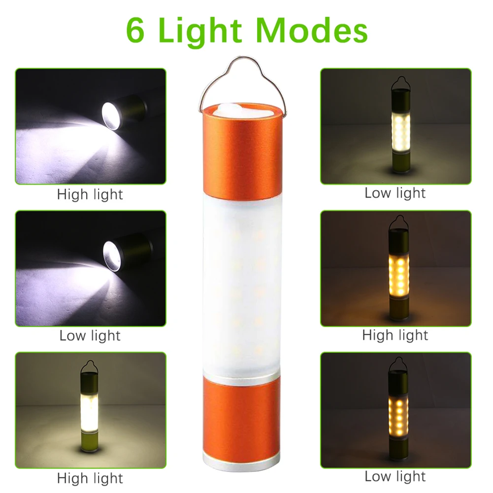 

USB Rechargeable Hanging Flashlight Zoomable LED Torch Camping Tent Lamp Aluminum alloy Night Light Lanterna