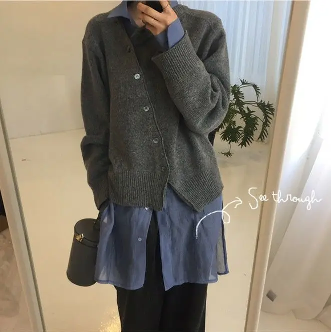 Neploe модный осенний вязаный женский кардиган короткое офисное женское однотонное трикотажное пальто свитер с длинными рукавами куртка 54658