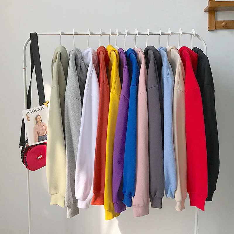 

Casual Women Solid 12 Colors Hoodies Thicken Warm Loose Top Women Sweatshirt Long sleeve Autumn Hooded 5XL Plus Size Streetwear
