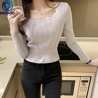 2021 casual o neck sweater autumn winter slim sweater women solid knit ssweaters pullovers long sleeve soft femme jumper top