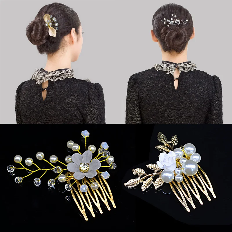 Хрустальный жемчужный гребень для волос Свадебные украшения заколки ювелирные