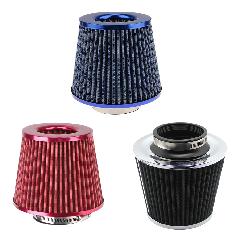 

Car Air Filter Cold Air Induction Kit High Flow Intake FilterIntake For Universal Car Parts 76mm Black/Blue/Red Reusable Filter