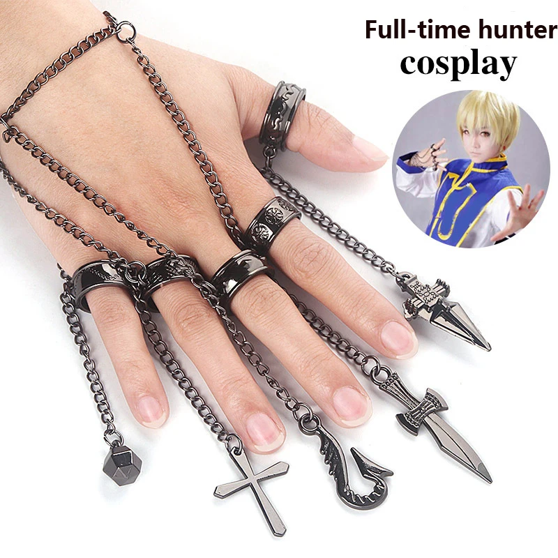 Аниме Hunter X кольца Kurapika Хэллоуин косплей костюм реквизит металлическое кольцо