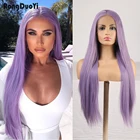 RONGDUOYI фиолетовые синтетические кружевные передние парики для женщин, длинный парик на сетке, шелковистый прямой парик, натуральные парики для косплея, парики для вечеринки