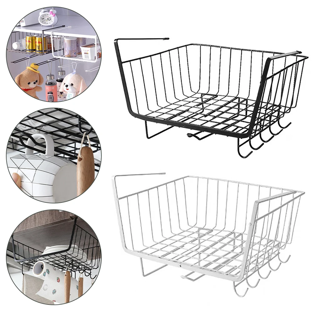 

Kitchen Storage Rack Iron Wardrobe Rack Finishing Desk Rack Partition Cabinet Hanging Basket Under The Cabinet Organizer Rack
