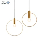 Круглые золотые подвесные светильники, светодиодное украшение для дома, Подвесная лампа, прикроватные светильники для спальни, 90-260 В, освещение для гостиной, ресторана, внутреннего освещения