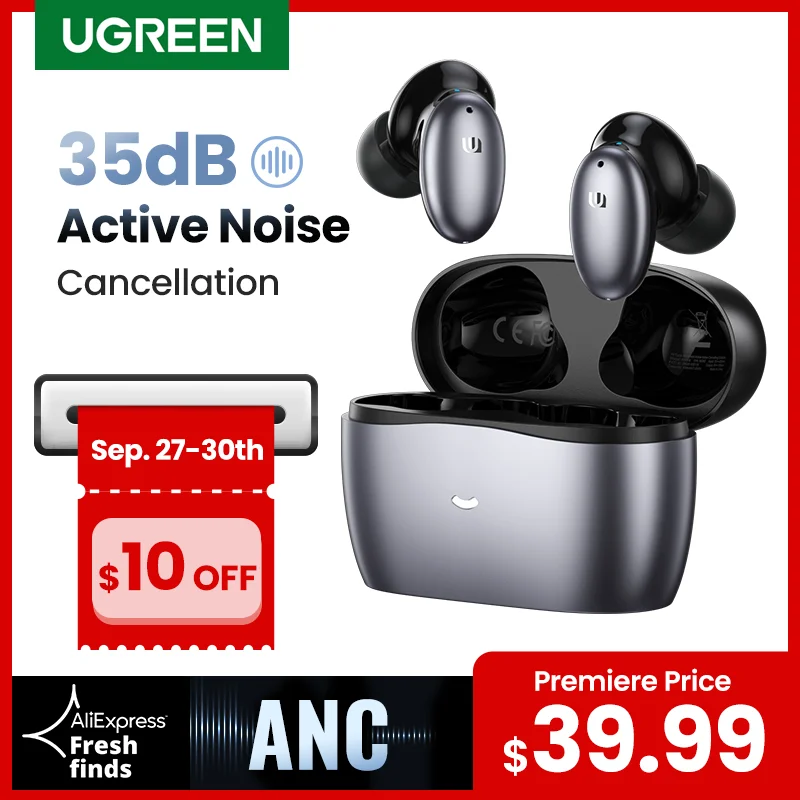 【Premiere $39.99】UGREEN HiTune X6 Wireless Headphones Bluetooth Earphones TWS Earbuds ANC 35dB Hybrid Active Noise Cancellation - Апрельский топ товаров с Али