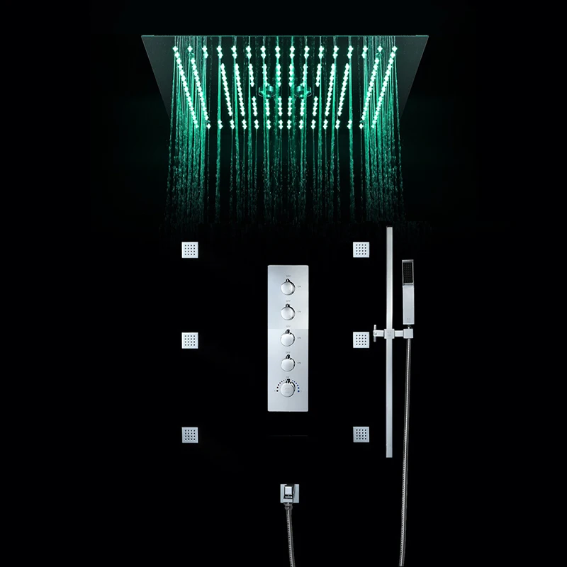 

Смесители для душа в ванную комнату, аксессуары, 16-дюймовая душевая лейка, потолочный тропический душ, небольшая термостатическая панель дл...