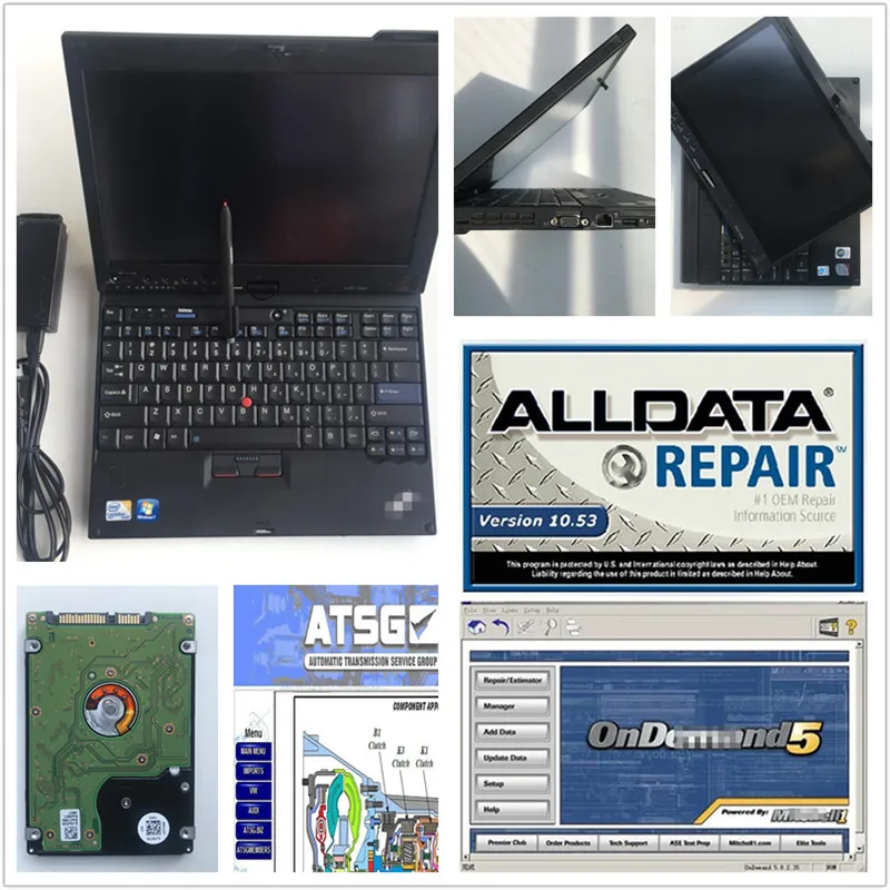 

update auto repair software in 1TB hard disk alldata 10.53 + Mit*chell onde*mand 2015 + ATSG 2012 in used PC X200T Laptop