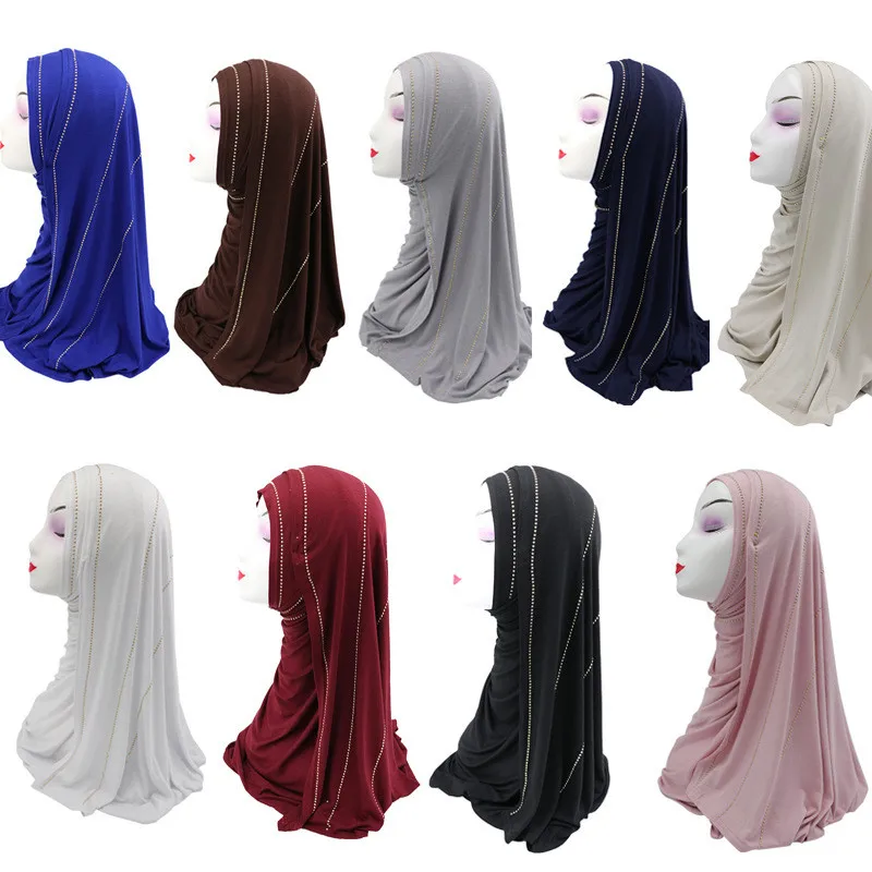 Мусульманский женский трикотаж хиджаб шарф femme Мягкий головной платок foulard musulman