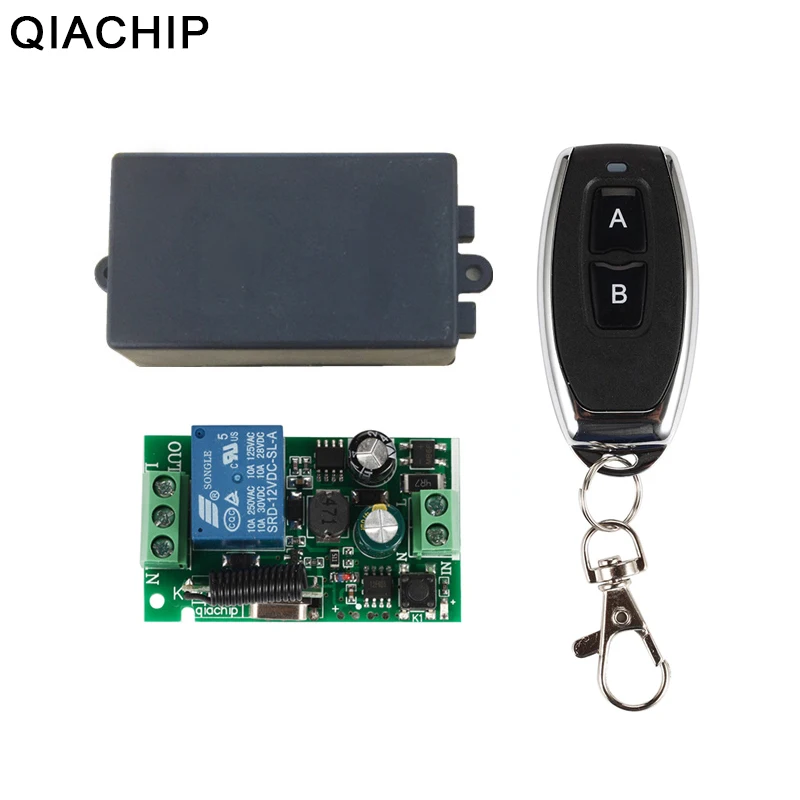 

QIACHIP 433Mhz Universal Wireless Remote Control Switch AC 85V 110V 220V 1 CH Relay Receiver Module + RF 433 Mhz Remote Control