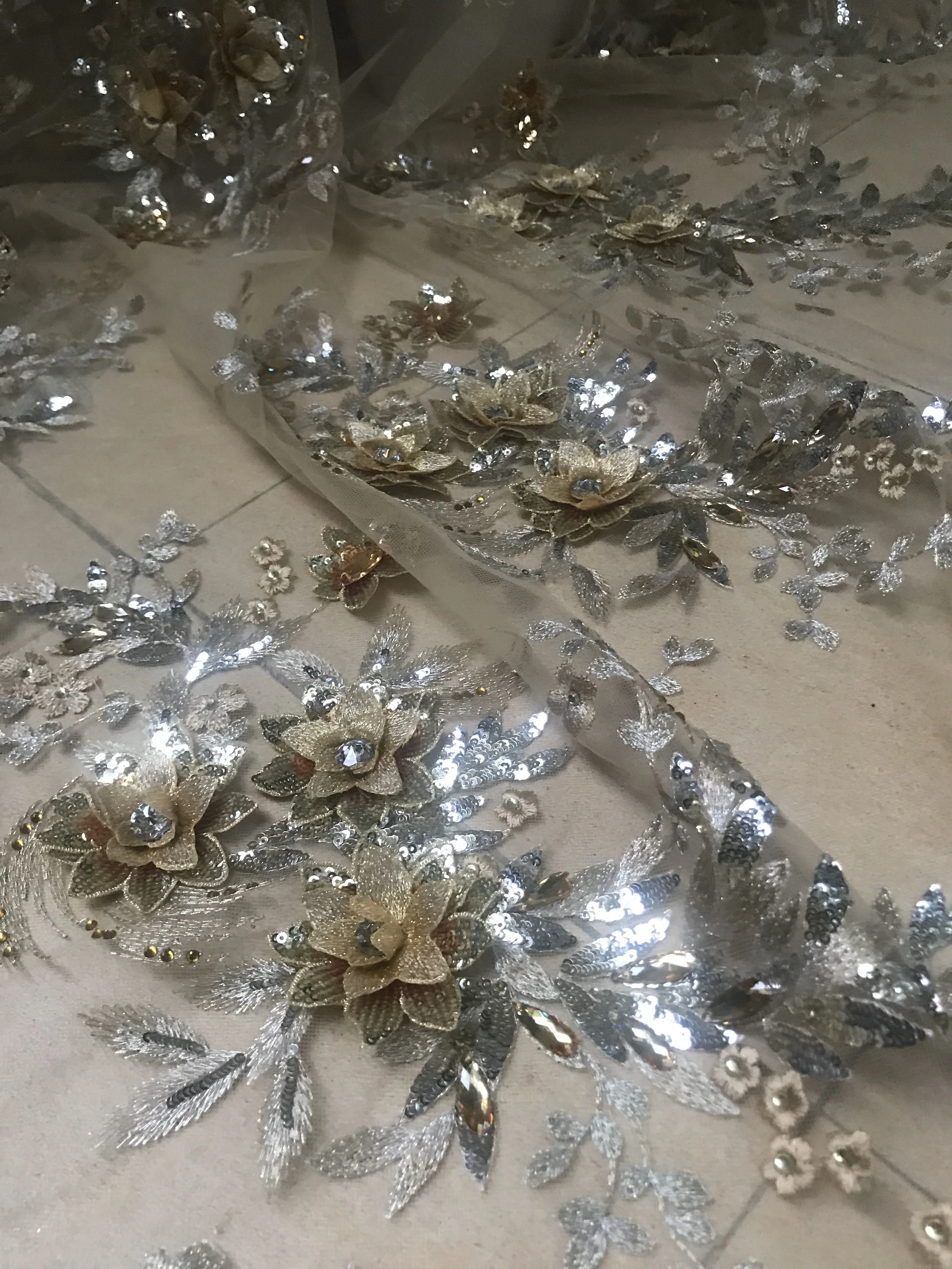 

nigerian african lace fabric bridal embroidered tulle lace fabric ZH-56681 for nice dress