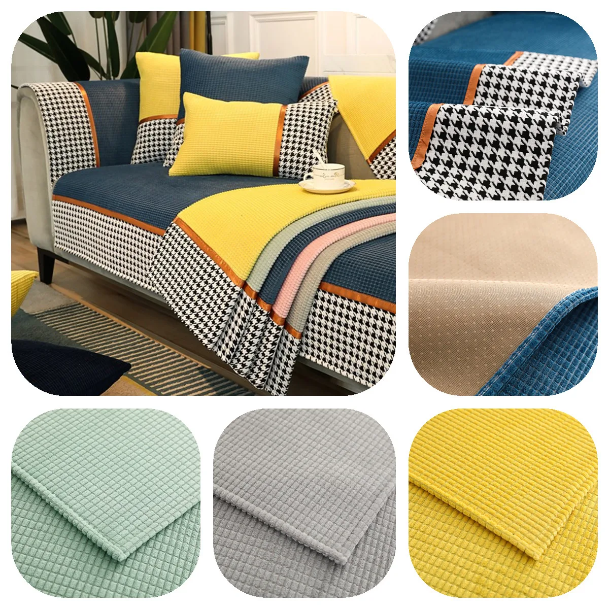 

1/2/3/4 Seater Chenille Sofa Cover Couch Cover Dustproof Sofa Towel Solid Slipcovers Corner Non-slip Sofa Covers for Living Room