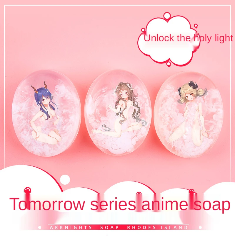 

Japanese Peripheral Anime Soap Two-dimensional Bathing Transparent Handmade Gift Holy Light Girl Bathroom Supplies Washing Face