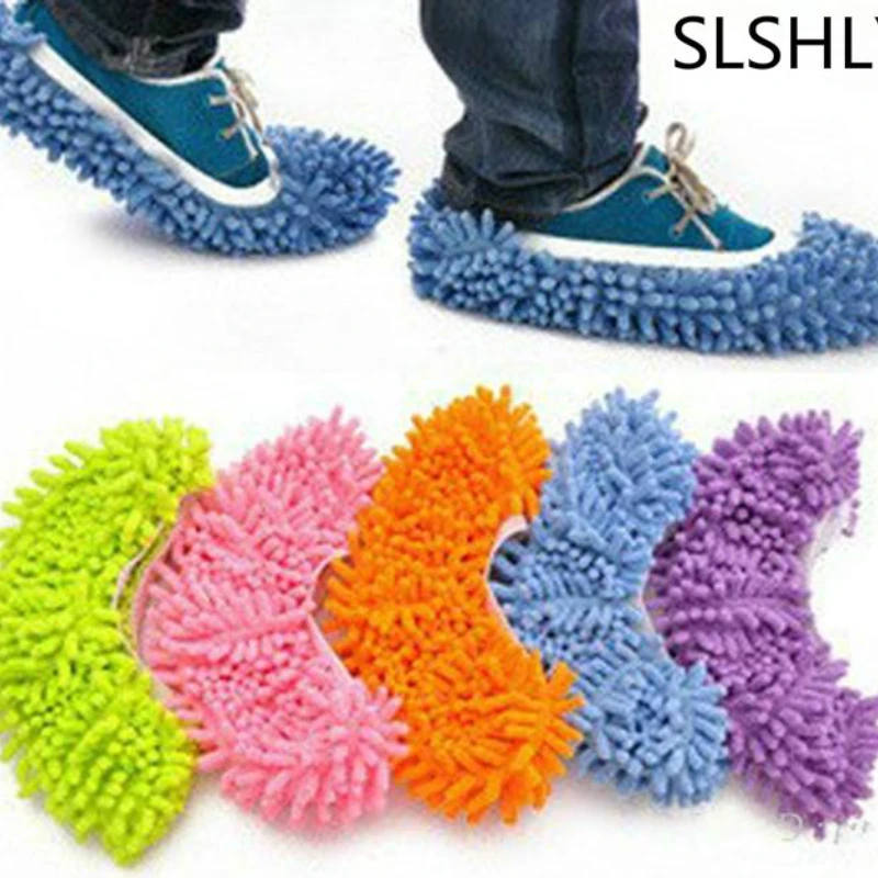 

SLSHLYJ 2 PC Microfiber Slipper Lazy Shoes Cover Dust Cleaner Grazing Slippers House Bathroom Floor Cleaning Mop Cloths Clean