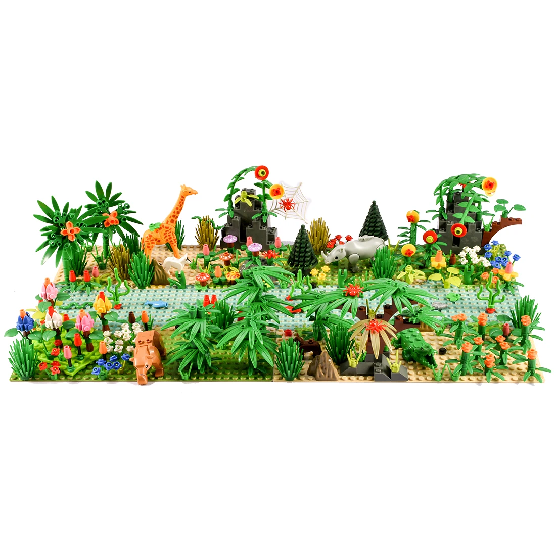

502Pcs Tropical Rainforest Scene Brick DIY Small Particle Building Blocks Kit Stem Toy Block assembly Educational toy kids gift