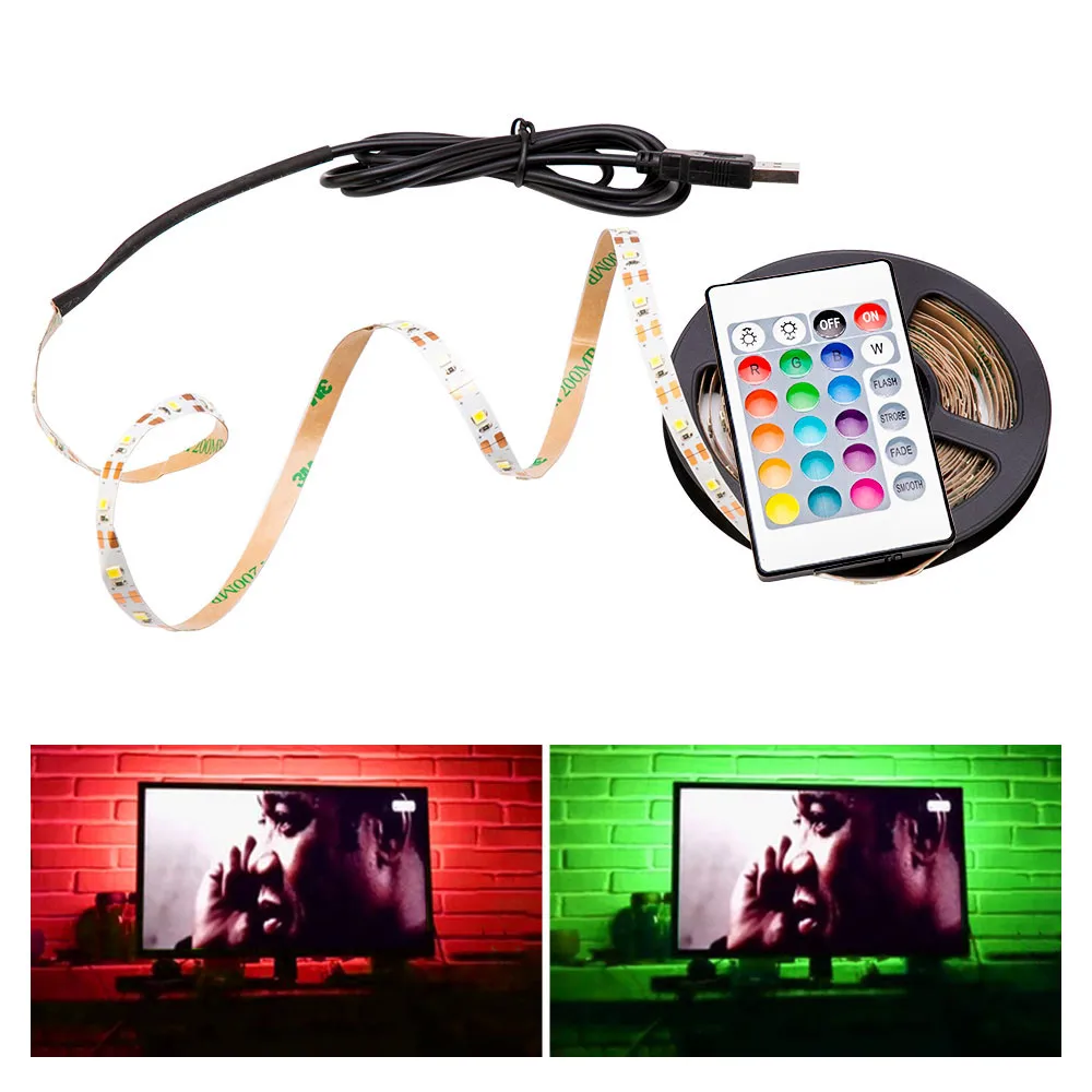 5 В USB светодиодный светильник RGB 2835SMD 5050 пульт дистанционного управления 3 ключа
