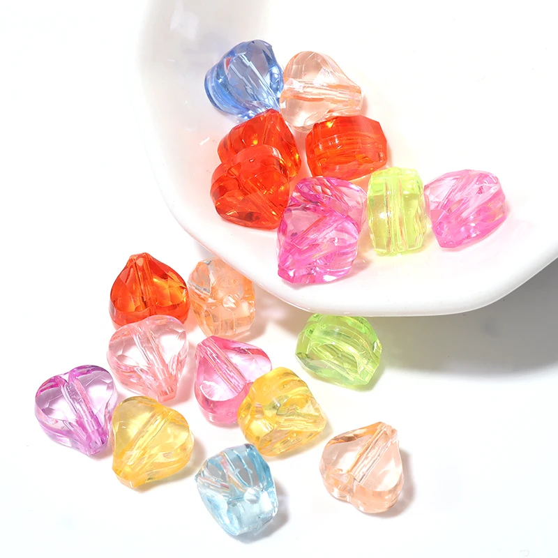 

100pcs/lot Acrylic Faceted Love Heart Acrylic Beads Loose Spacer Beads for Handmade DIY Necklace Bracelet Jewelry Making