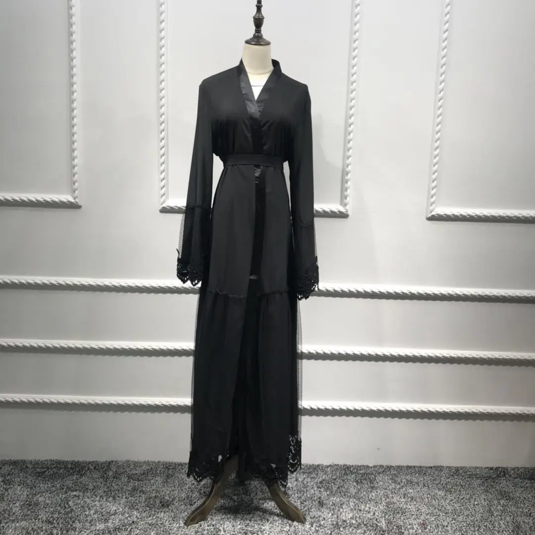 

Muslim Abaya Dress Women Islamic Clothing Jilbab lace black djellaba jubah caftan long robe Turkey moroccan Kaftan musulman ropa