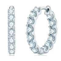 trendy 925 sterling silver 3mm d color moissanite hoop earrings women girls jewelry white gold plated moissanite earrings gift
