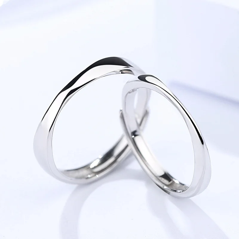 Hemiston 925 пробы Серебряные ювелирные изделия Пара кольца пара простой гравировкой