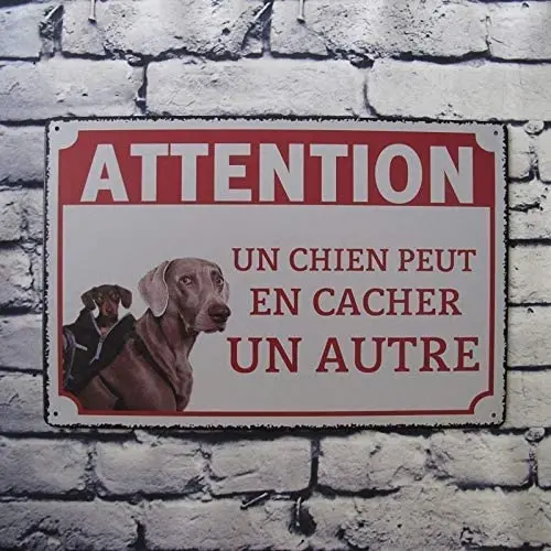 

Tin Sign Metal Iron Painting Tin Sign Attention Dogs House Lounge Gallery Living Room Garden Garage
