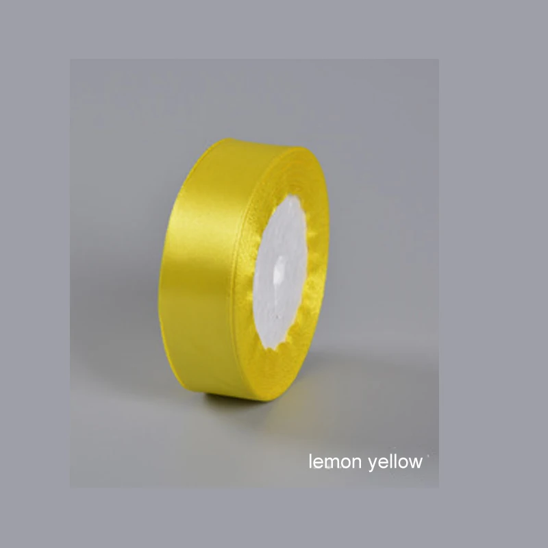 lemon yellow 25 ярдов 25 мм ширина Свадебная вечеринка Декор атласная лента Рождество год упаковка материал вечерние украшения для дома подарочная упаковка - Цвет: lemon yellow