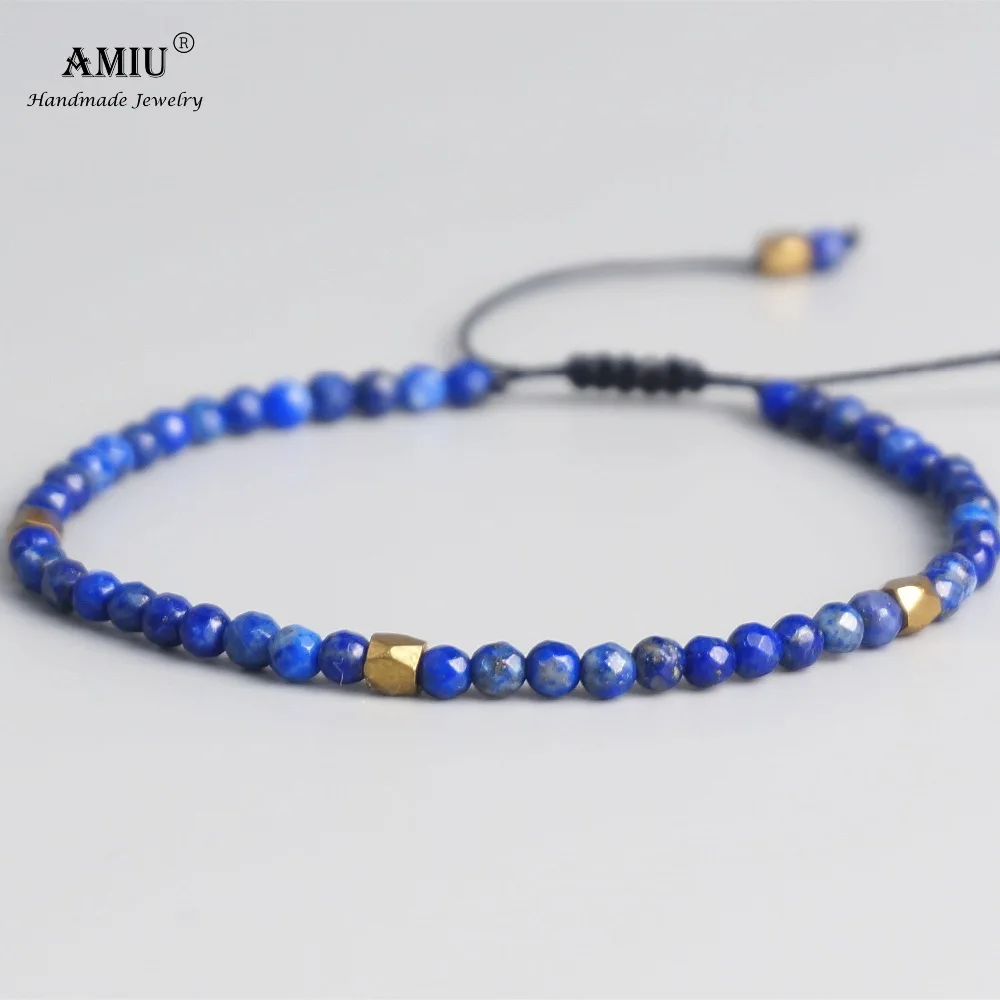 Бусины AMIU из натурального камня лаписа 3 мм тибетские бусины растягивающиеся