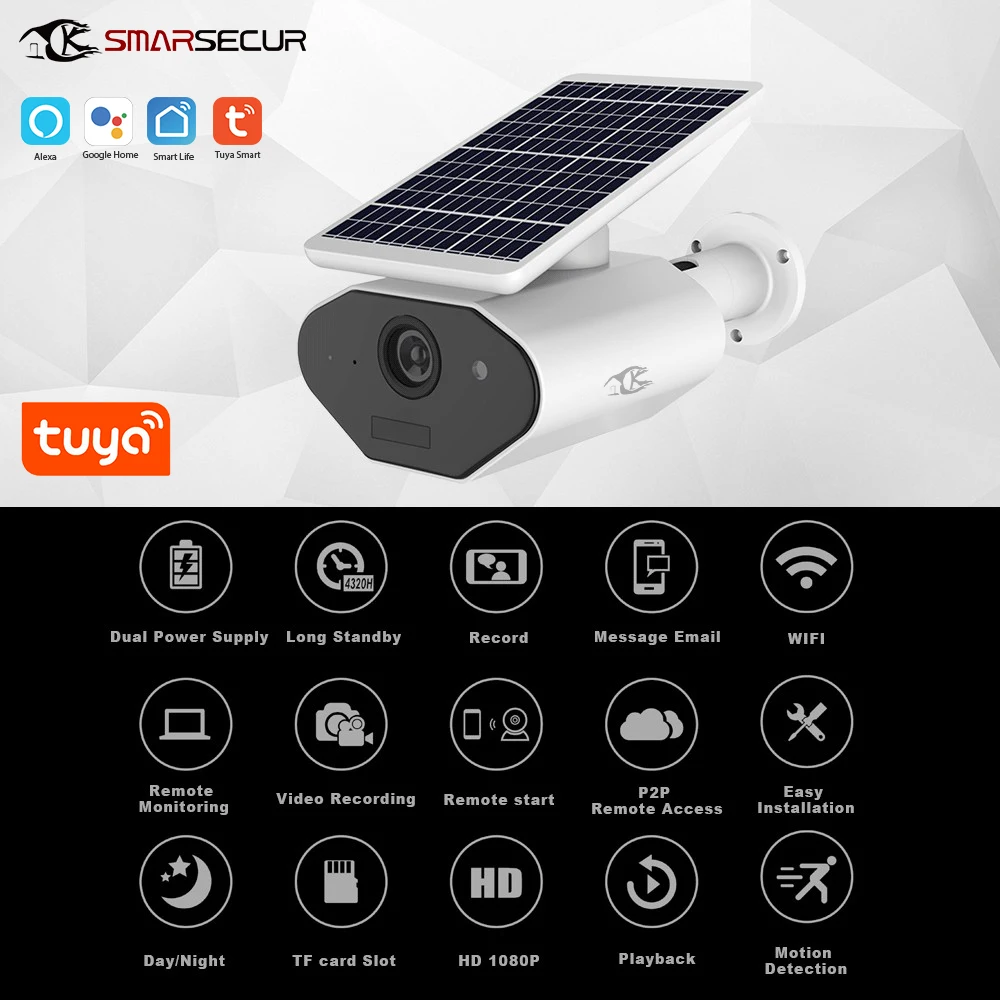 Wifi ip камера Солнечная безопасности для домашнего видеонаблюдения IP66