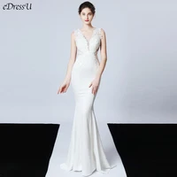 edressu embroidery lace wedding dress mermaid v neck beaded bridal gown high quality party dress yny 16271