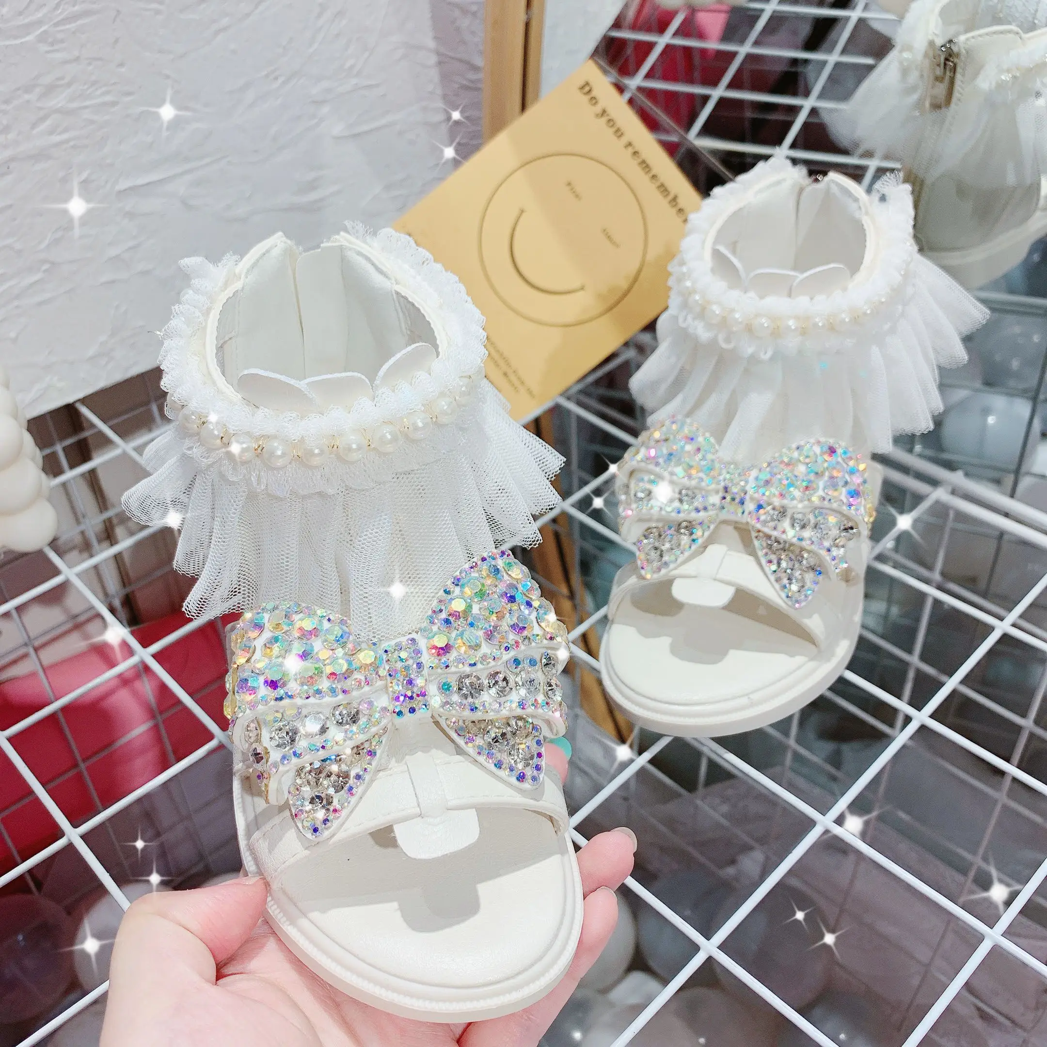 

Disney children's cartoon summer non-slip soft bottom frozen princess sandals roman shoes crystal sequins girls tassel shoes