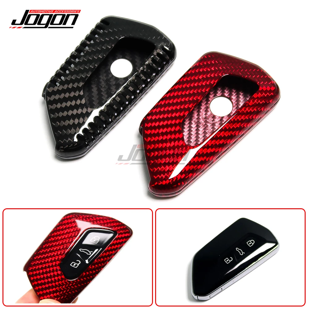 

For Skoda Octavia A8 2020 2021 Car Genuine Carbon Fiber Remote Smart Key Case Key Fob Case Holder Cover Trim Car Accessories