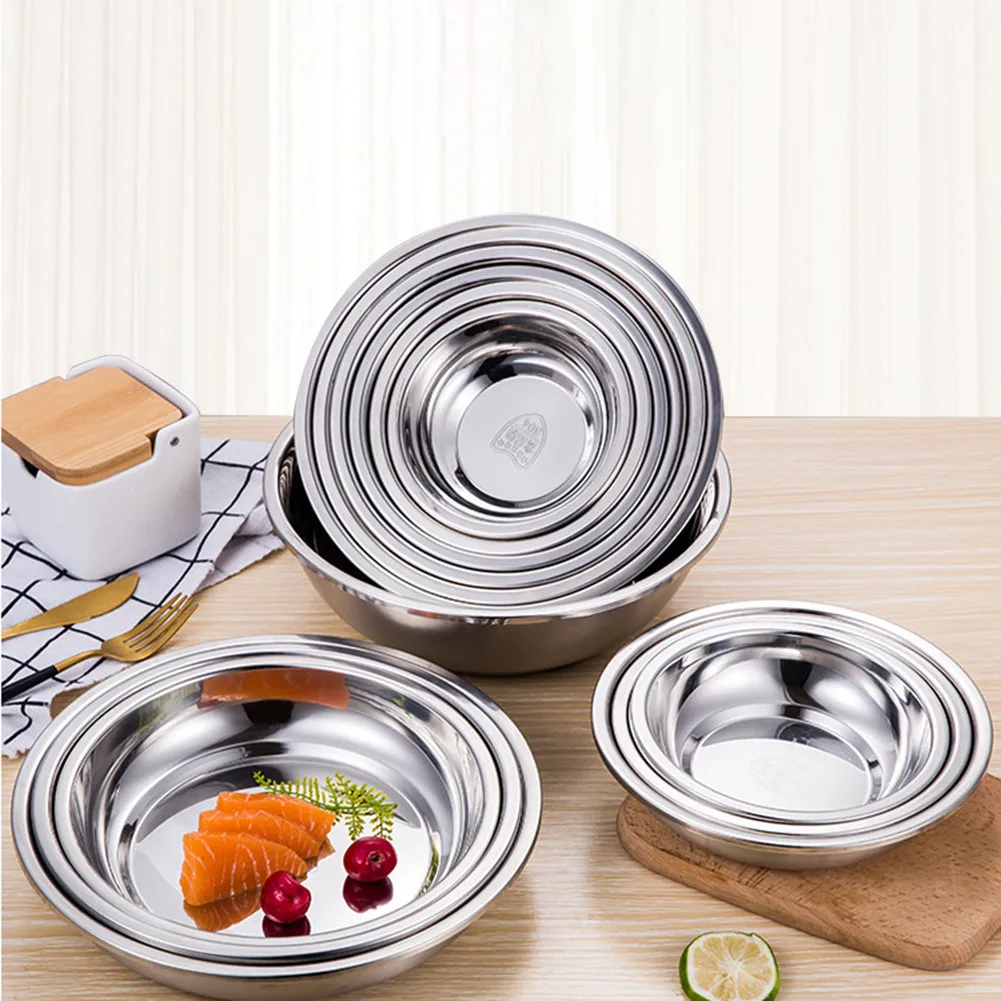 

2Pcs Stainless Steel Mixing Bowl With Lid Home Kitchen Egg Mixer Salad Bowls Non-slip Bottom Food Storage Bowl Set Cooking