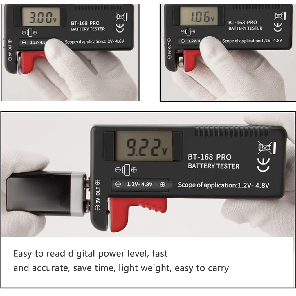 

BT-168/PRO Digital Lithium Battery Capacity Tester Checkered Load Analyzer Display Check AAA AA Button Cell Universal Tester