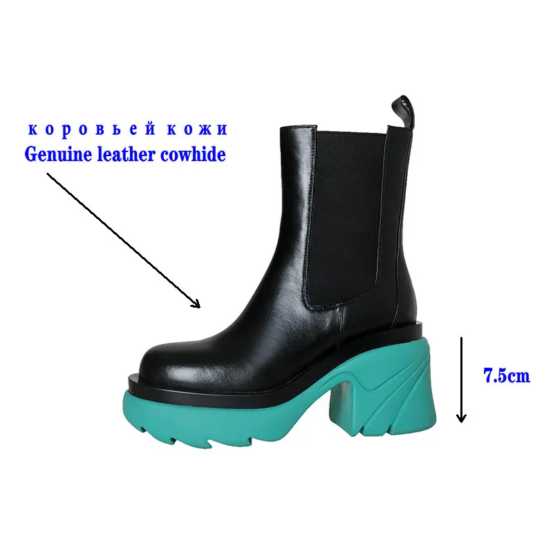

2021 Women Boots Genuine Leather Chelsea Boots Non-Slip Female Boots The New Fashion Black Autumn