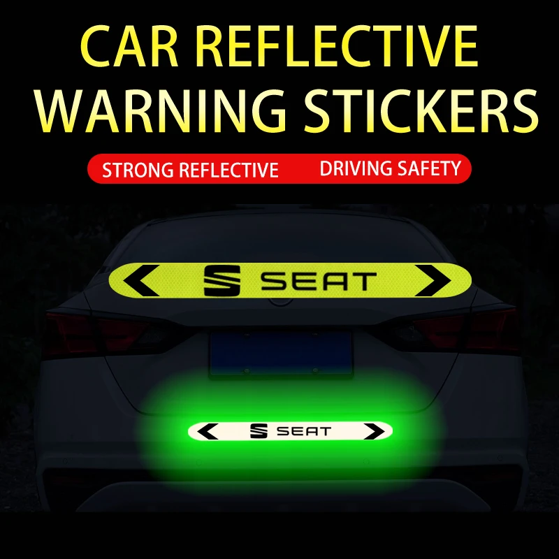 

Car Bumper Reflector Sticker Custom Car Logo Safety Warning Mark For Seat FR leon 5f lbiza 6j Altea Alhambra Arona cupra Toledo