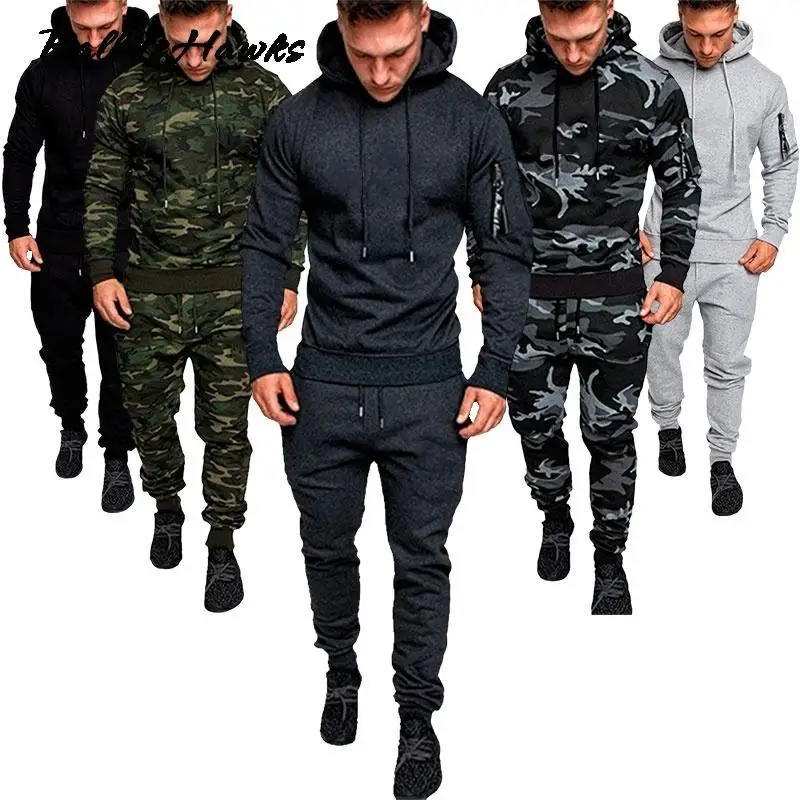 Костюм спортивный мужской Камуфляжный из 2 предметов кофта и штаны милитари худи