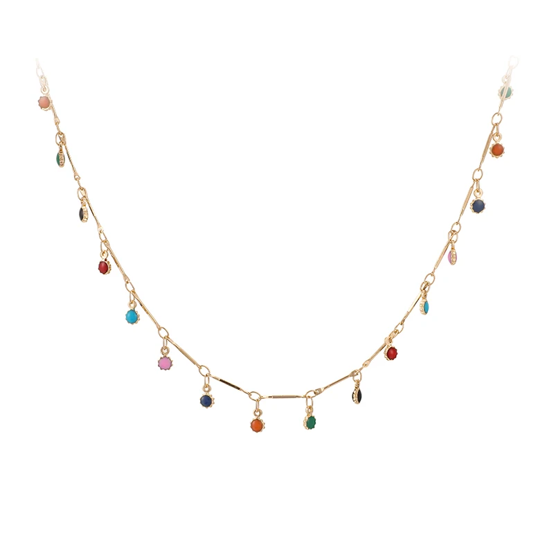

Gold Necklace for Women Charming Colorful Stone Chain Chockers Handmade Party Jewelry Wholesale collares