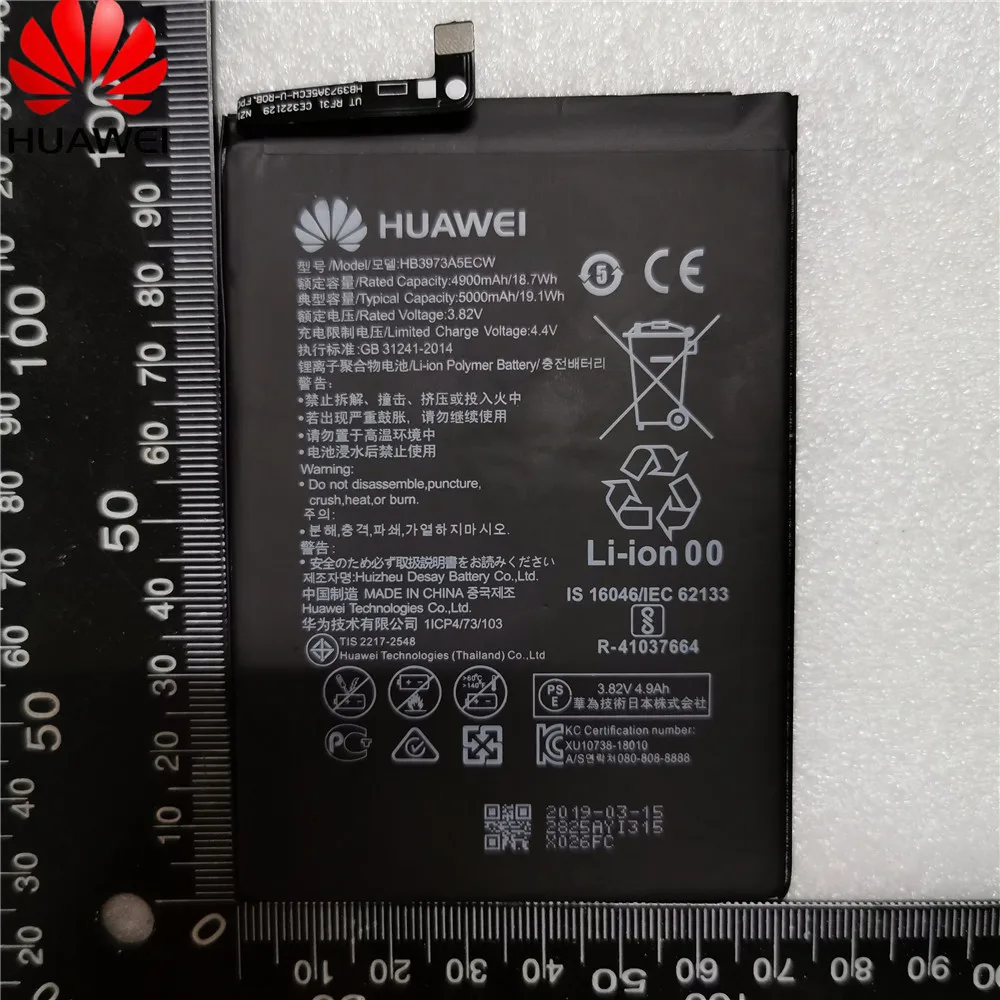 Bater&iacute;a de tel&eacute;fono Huawei HB3973A5ECW Original, 100% mAh, para Huawei Mate 20 X 20X, paquete al por menor, herramientas gratuitas, 5000-5