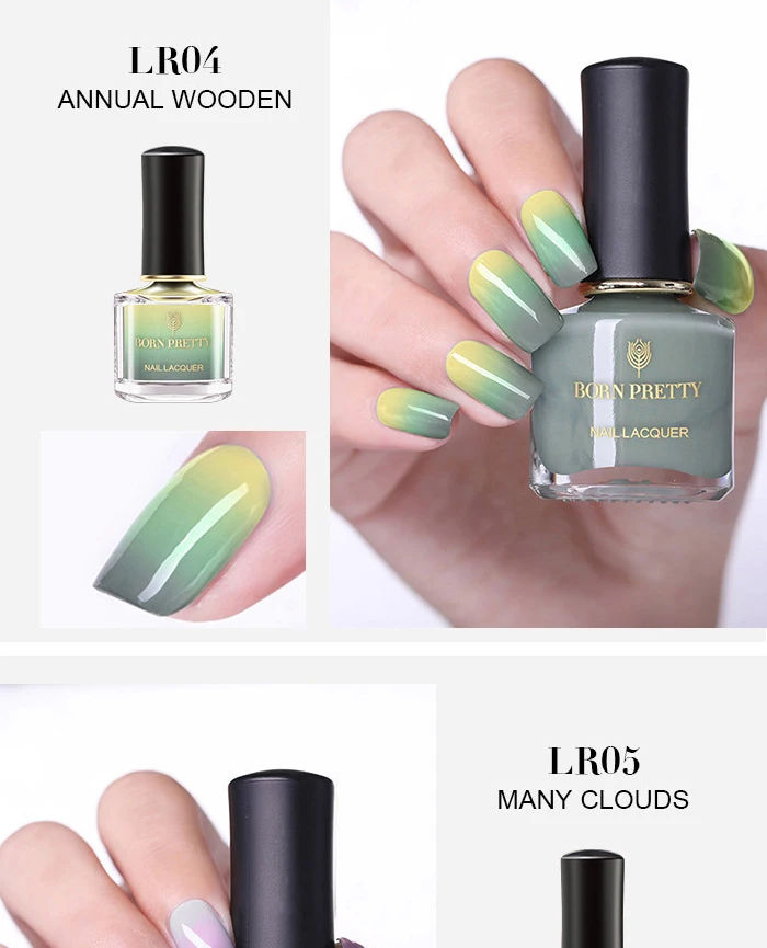 Рожденный PRETTY 6 мл термальный лак для ногтей 3 слоя TemperatureColor изменение нейл-арта Лаки DIY маникюр расходные материалы