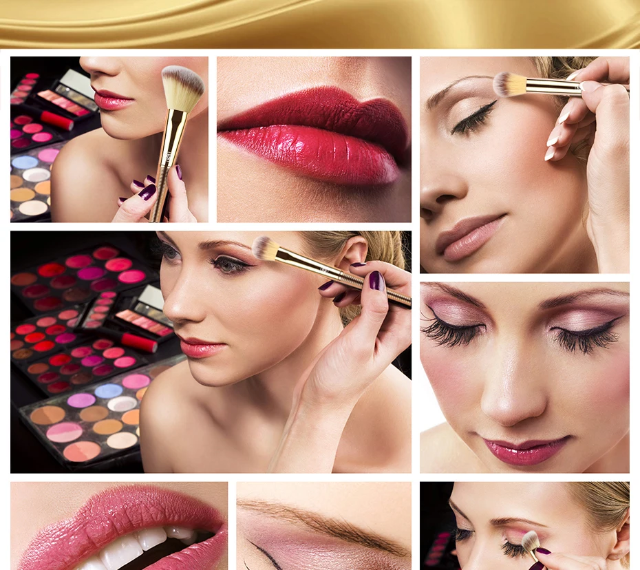 ZOREYA 8pcs Rose Gold Mermaid Makeup Brushes Powder Blending Eye Shadow Brush Set with Shiny Portable Bag