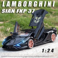 miniature diecast 124 alloy car model lamborghini sian fkp37 supercar metal vehicle collection for childrens gift birthday toy